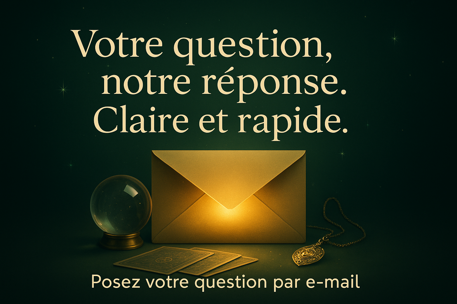 Voyance 8 enveloppe dore fond vert lumineux voyance par mail