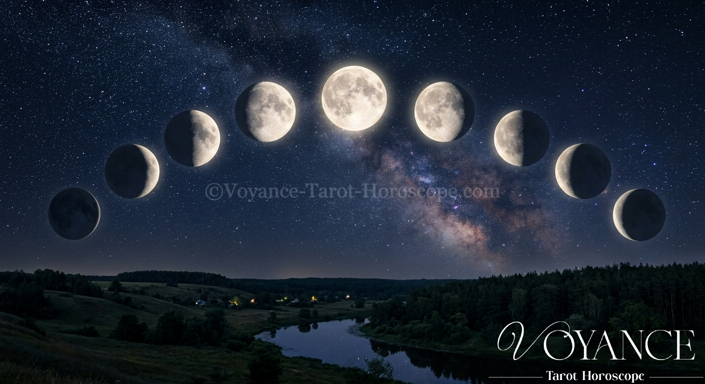 Blog de spiritualité 25 Les phases de la Lune dans un ciel nocturne doux et étoilé