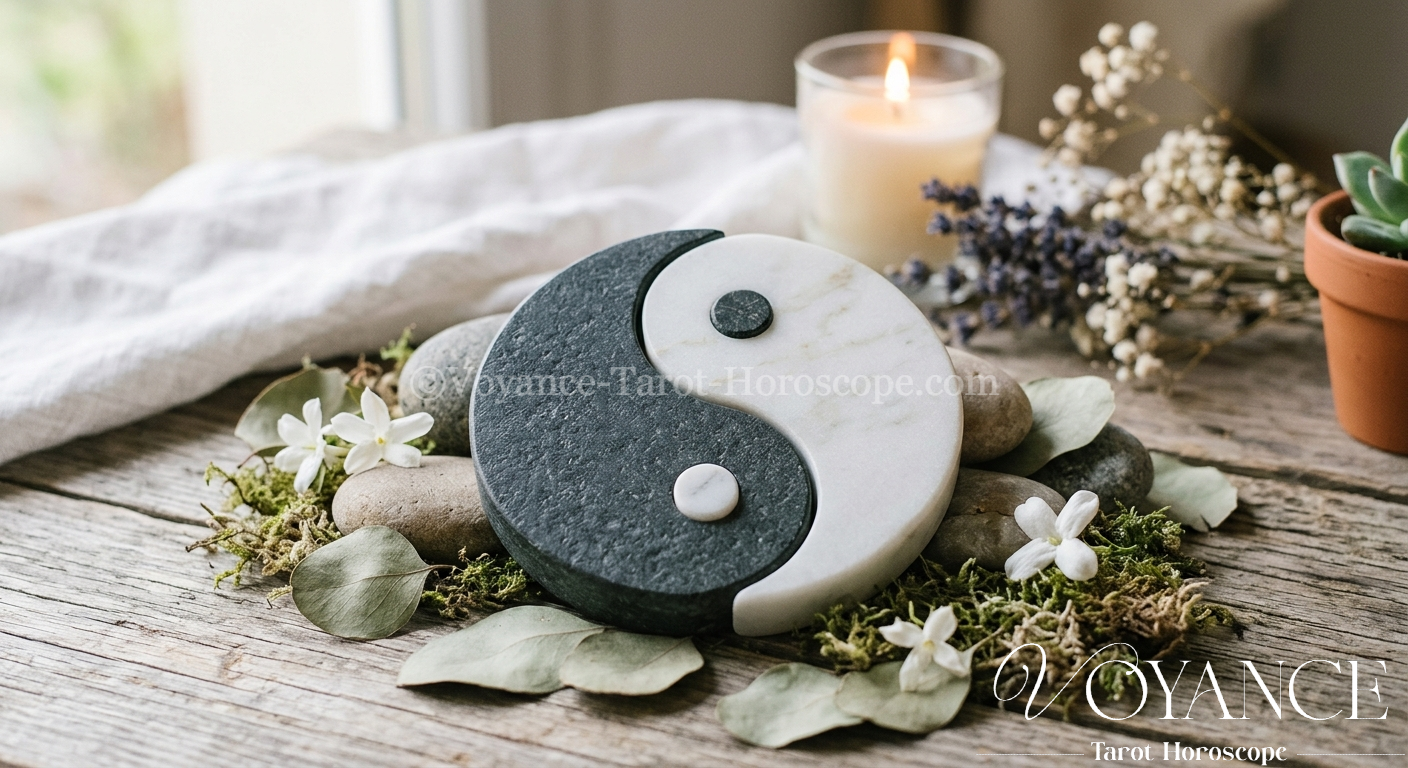 Symbole du Yin et du Yang dans une composition douce et équilibrée