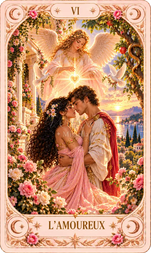 Tirage gratuit - Voyance Misaella 3 Carte Tarot L Amoureux VI amoureux au jardin celeste Tirage gratuit en ligne Voyance