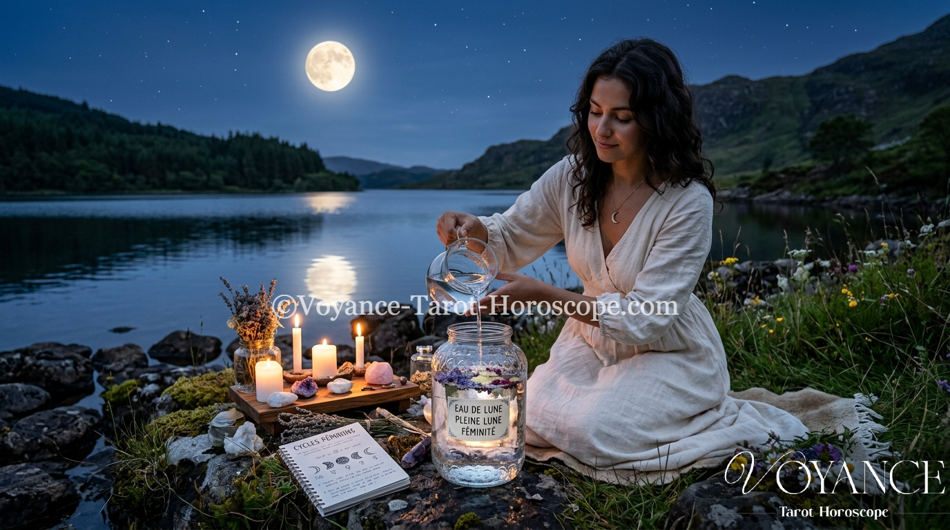 Blog de spiritualité 30 Comment préparer son eau de lune et accorder ses rituels lunaires à son propre cycle ? Le guide doux des phases, des saisons intérieures et des précautions à connaître.