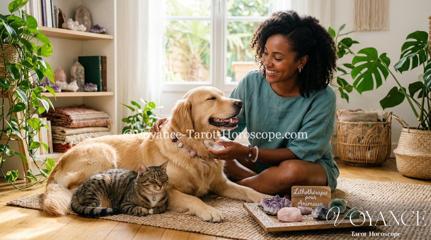 Blog de spiritualité 31 La lithothérapie pour les animaux de compagnie : pierres douces, usages, précautions et pourquoi elle ne remplace jamais le vétérinaire. Le guide bien-être animal.
