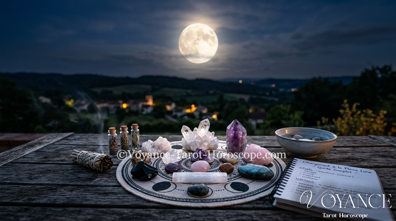 Comment charger et purifier vos cristaux à la pleine lune : quand, comment, quelles pierres, et les erreurs à éviter. Le guide complet du rituel lunaire.