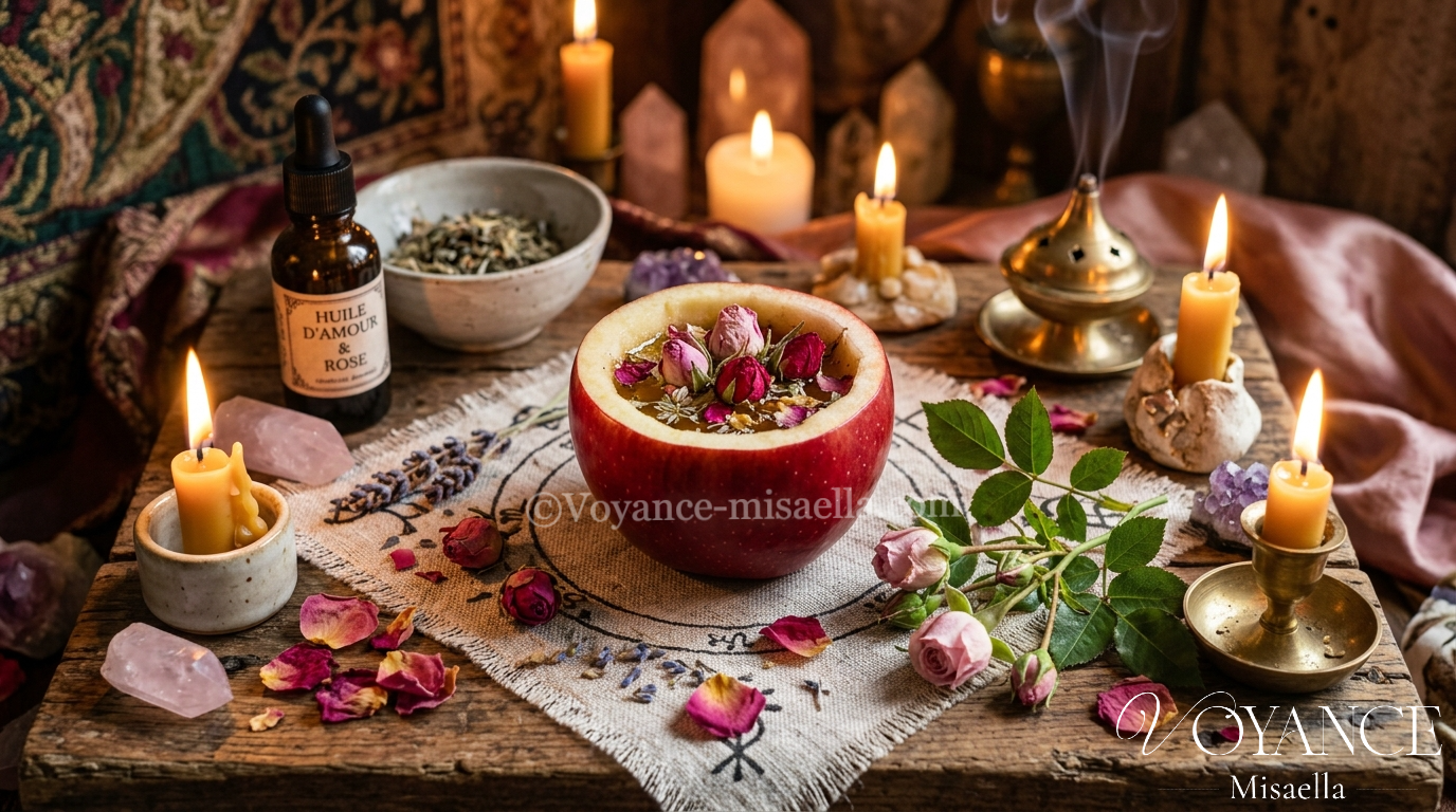 La pomme en magie d'amour : symbolique, rituels et recettes 3 pomme rouge et tranche révélant l'étoile de Vénus, pomme en magie d'amour