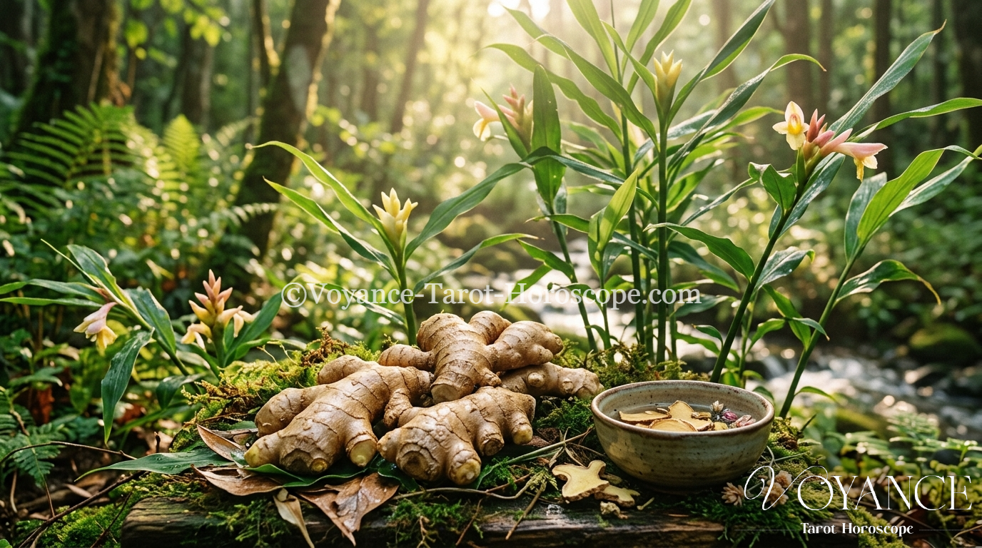 Blog de spiritualité 33 Le gingembre en magie verte : racine de feu, d'énergie et de passion. Découvrez ses vertus spirituelles, sa symbolique et comment l'utiliser en rituel.