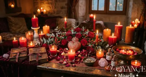Tutoriel pas à pas pour créer chez soi un autel de la passion et de la créativité avec fleurs séchées, quartz rose, bougies et huiles essentielles.