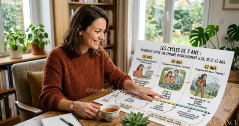 Les septénaires décrivent la vie en cycles de 7 ans. Pourquoi 28, 35 et 42 ans sont-ils des tournants ? Origines, astrologie, psychologie, mythes et conseils pour traverser ces passages.