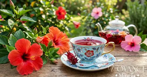 Le thé d'hibiscus (karkadé, bissap) : ses propriétés, ses bienfaits étudiés sur la tension, comment le préparer chaud ou glacé, la bonne dose et les précautions à connaître.