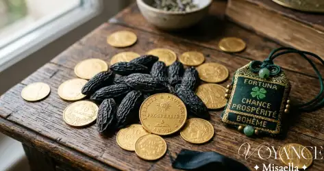 Comment la fève tonka est devenue un talisman de chance et d'abondance : origines, tradition hoodoo de la fève à vœu, rituels de prospérité et précautions.