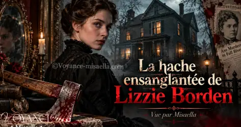 L'affaire Lizzie Borden : sa famille, le double meurtre de 1892, la presse, le procès, les mobiles supposés et la maison réputée hantée de Fall River.