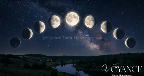Les phases de la Lune dans un ciel nocturne doux et étoilé