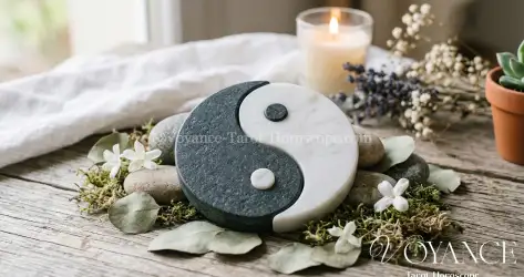 Symbole du Yin et du Yang dans une composition douce et équilibrée